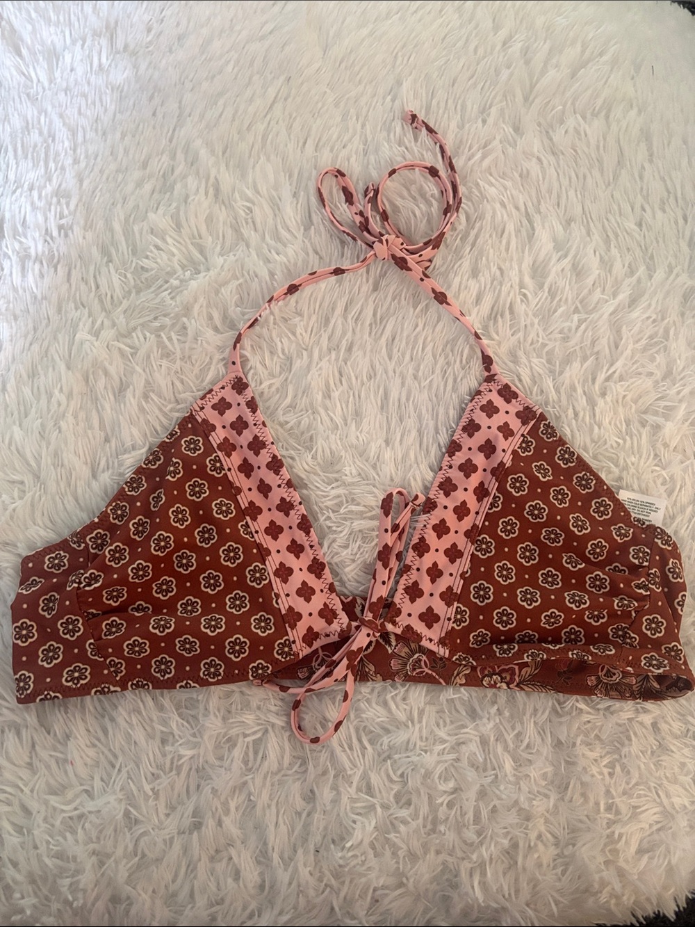 Wild Fable Geo Print Triangle Bikini Swim Top Tie-Front Size XL